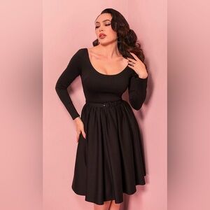 Vixen by Micheline Pitt Black 3/4 Length Sleeve Troublemaker Swing Dress EUC 3X